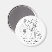 Cute Whimsical Honden Bruiloft Bruid Bruidegom Fav Magneet (Voorkant / Achterkant)