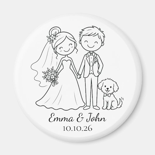 Cute Whimsical Honden Bruiloft Bruid Bruidegom Fav Magneet (Voorkant)