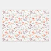 Cute Whimsical Horse Pony Floral Waterverf Inpakpapier Vel (Voorkant 2)