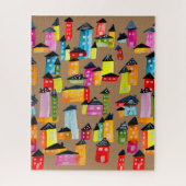 Cute whimsical houses waterverf jigzaagpuzzel legpuzzel (Verticaal)