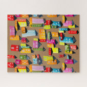 Cute whimsical houses waterverf jigzaagpuzzel legpuzzel (Horizontaal)