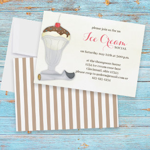 Cute Whimsical Ice Cream Social Waterverf Kaart