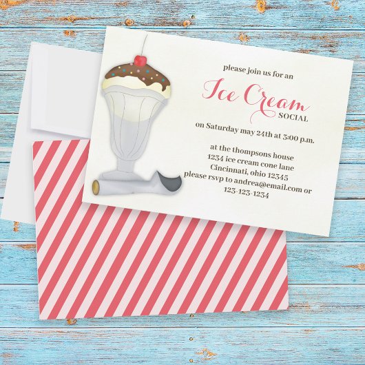 Cute Whimsical Ice Cream Social Waterverf Kaart