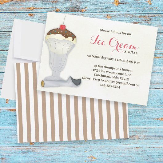 Cute Whimsical Ice Cream Social Waterverf Kaart