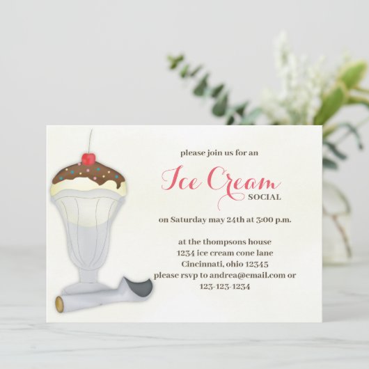 Cute Whimsical Ice Cream Social Waterverf QR Code Kaart (Staand voorkant)