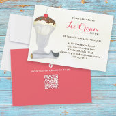 Cute Whimsical Ice Cream Social Waterverf QR Code Kaart