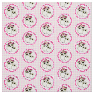 Cute Whimsical is Pink White Gingham Pset Stof