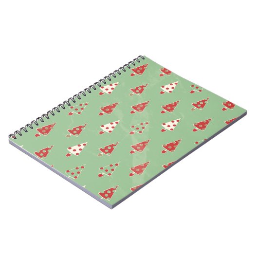 Cute Whimsical-kerstboompatroon Notitieboek (Linkerzijde)