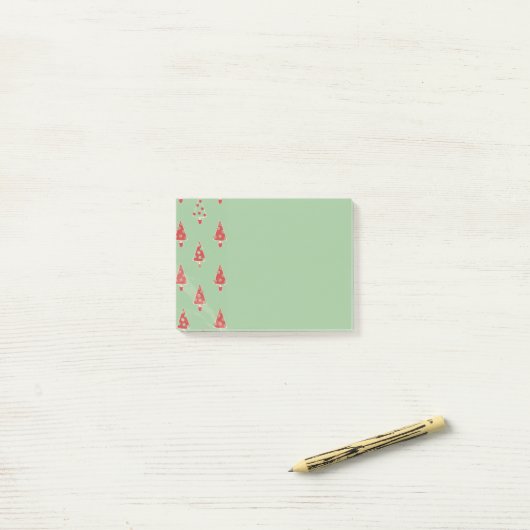 Cute Whimsical-kerstboompatroon Post-it® Notes (Op bureau)