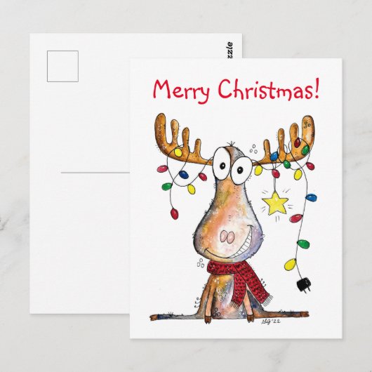 Cute Whimsical-kerstmis Briefkaart (Voorkant / Achterkant)