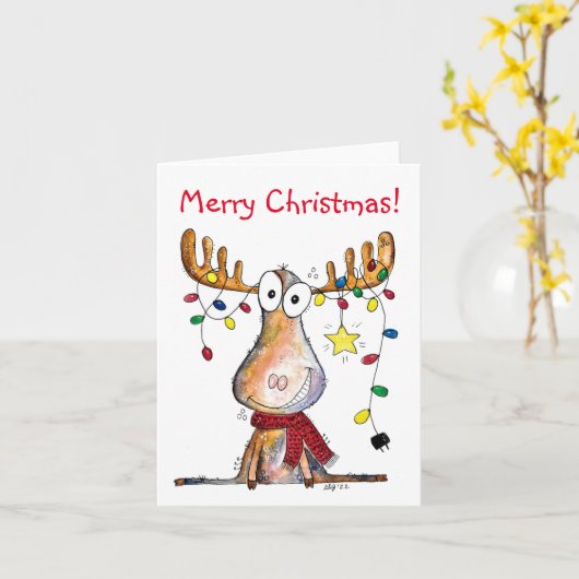 Cute Whimsical-kerstmis Kaart (Gele Bloem)