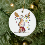 Cute Whimsical-kerstmis Keramisch Ornament<br><div class="desc">Dit is een origineel,  gemengd mediaschilderij van een grillig kerstgedicht gevlekt in kerstverlichting.</div>