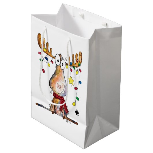 Cute Whimsical-kerstmis Medium Cadeauzakje (Voorkant Gekanteld)