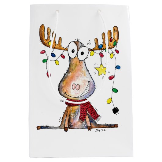 Cute Whimsical-kerstmis Medium Cadeauzakje (Voorkant)