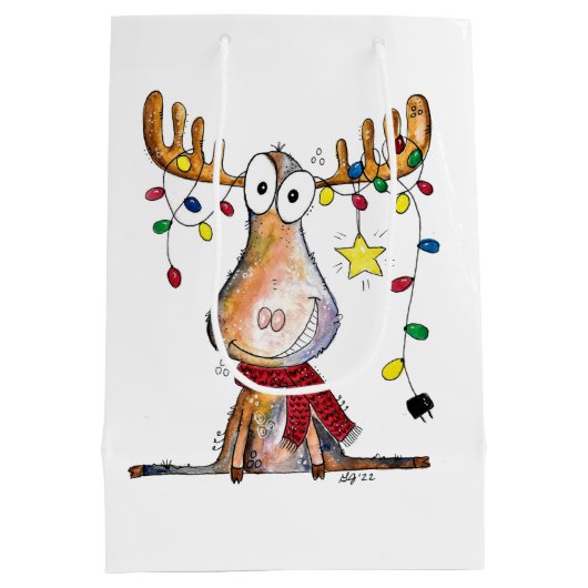 Cute Whimsical-kerstmis Medium Cadeauzakje (Achterkant)