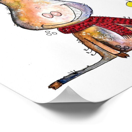 Cute Whimsical-kerstmis Poster (Hoek)