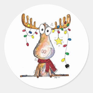 Cute Whimsical-kerstmis Ronde Sticker