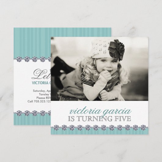 Cute Whimsical Kinder Party Invitation Kaart (Voorkant / Achterkant)