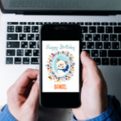  Cute Whimsical Kitten Happy Birthday Feestdagenkaart