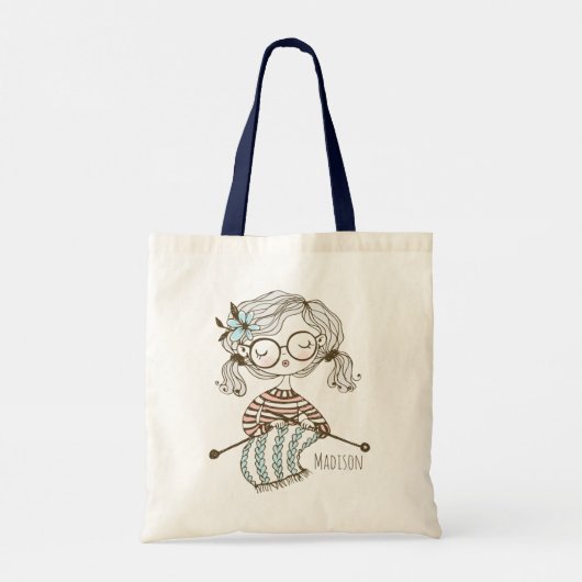 Cute Whimsical Knitting Girly Crafts Personalized Tote Bag (Achterkant)