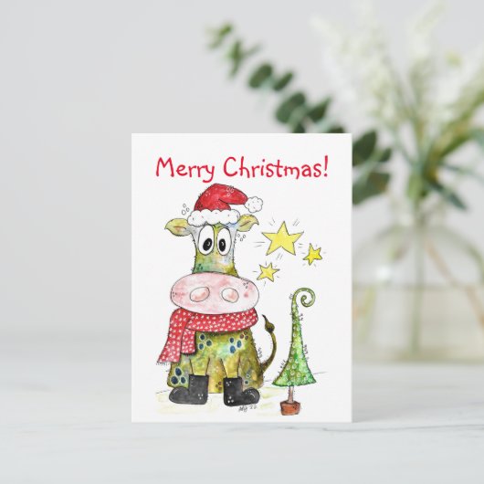 Cute Whimsical-Koe Briefkaart (Staand voorkant)