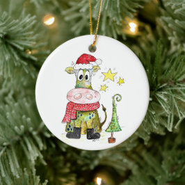 Cute Whimsical-Koe Keramisch Ornament