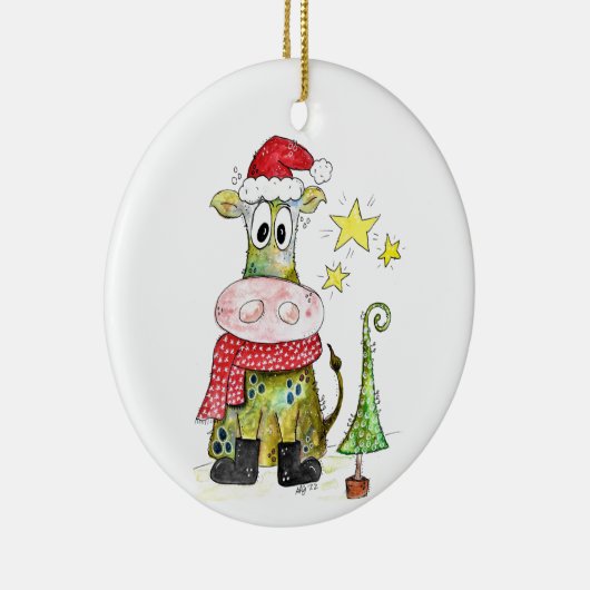 Cute Whimsical-Koe Keramisch Ornament (Rechts)