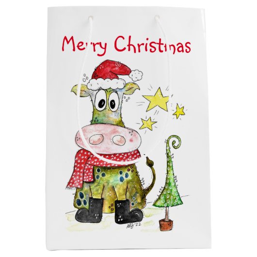 Cute Whimsical-Koe Medium Cadeauzakje (Voorkant)