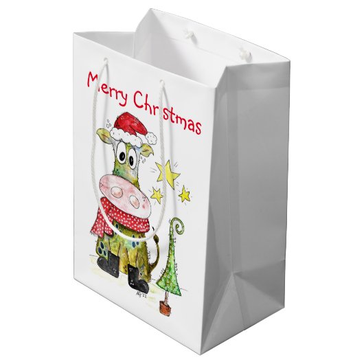 Cute Whimsical-Koe Medium Cadeauzakje (Achterkant Gekanteld)