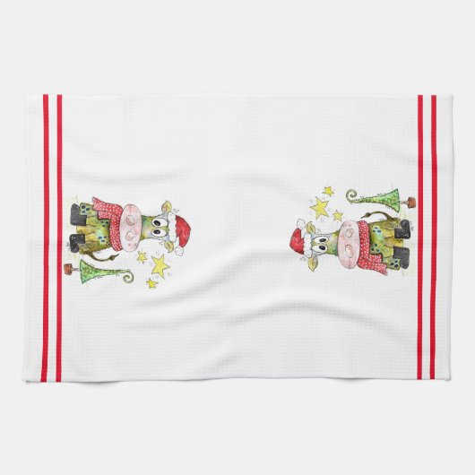 Cute Whimsical-Koe Theedoek (Horizontaal)