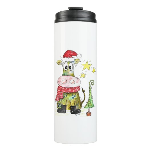 Cute Whimsical-Koe Thermosbeker (Voorkant)