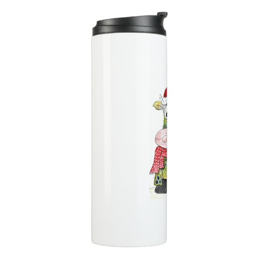 Cute Whimsical-Koe Thermosbeker (Gedraaid links)