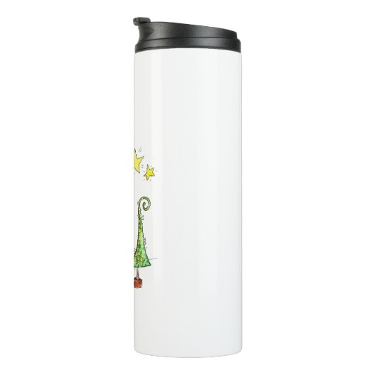 Cute Whimsical-Koe Thermosbeker (Geroteerd rechts)