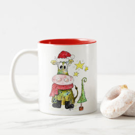 Cute Whimsical-Koe Tweekleurige Koffiemok