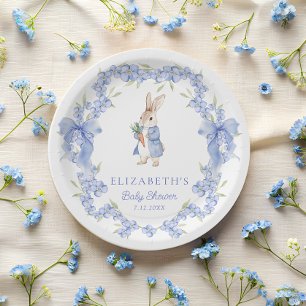 Cute Whimsical Konijn Waterverf Baby Shower Papieren Bordje