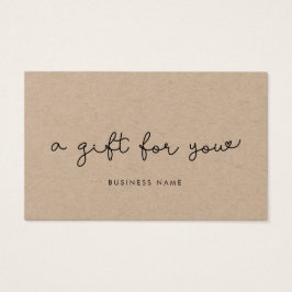 Cute whimsical kraft paper gift certificate visitekaartje