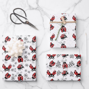 Cute Whimsical Ladybugs Inpakpapier Vel