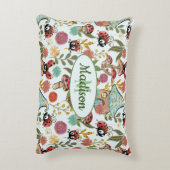 Cute Whimsical Ladybugs Mushrooms Flowers Monogram Accent Kussen (Achterkant (Verticaal))