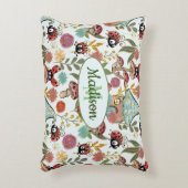 Cute Whimsical Ladybugs Mushrooms Flowers Monogram Accent Kussen (Voorkant(Verticaal))