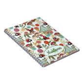 Cute Whimsical Ladybugs Mushrooms Flowers Monogram Notitieboek (Rechterzijde)