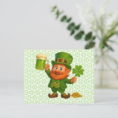 Cute/whimsical leprechaun Saint Patrick's Day  Briefkaart (Staand voorkant)
