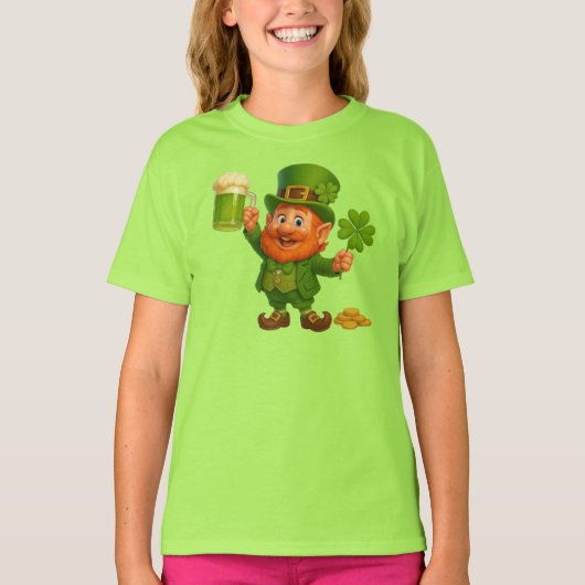 Cute/whimsical leprechaun Saint Patrick's Day T-shirt (Voorkant)