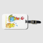 Cute Whimsical Mama Chicken met Baby Bagagelabel (Voorkant (horizontaal))