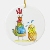 Cute Whimsical Mama Chicken met Baby Keramisch Ornament (Voorkant)