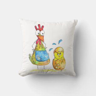 Cute Whimsical Mama Chicken met Baby Kussen