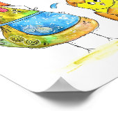 Cute Whimsical Mama Chicken met Baby Poster (Hoek)