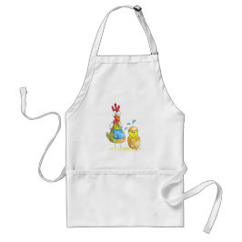 Cute Whimsical Mama Chicken met Baby Standaard Schort