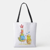 Cute Whimsical Mama Chicken met Baby Tote Bag (Achterkant)