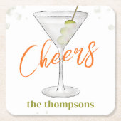 Cute Whimsical Martini Cocktail Simple Party Kartonnen Onderzetters (Voorkant)