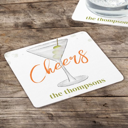 Cute Whimsical Martini Cocktail Simple Party Kartonnen Onderzetters